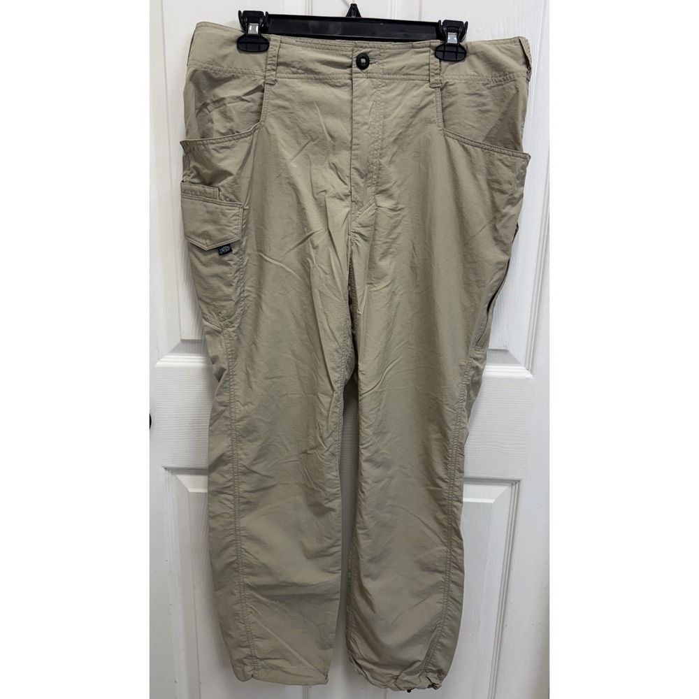 AFTCO Gamma Ray Mens Fishing Pants Size 34 Tan Nylon Technical Cargo Outdoor